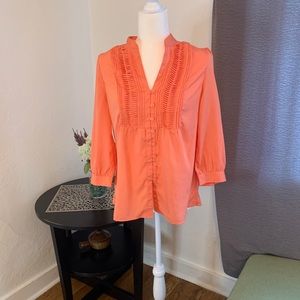 Coral/peach quarter sleeve Blouse Banana Republic